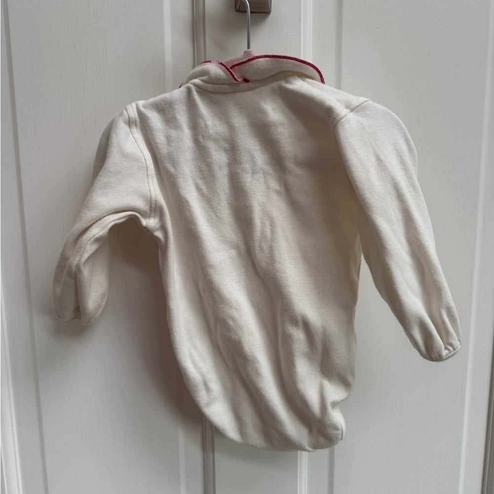 Baby B’Gosh 6-9M Cream & Red Girls Long Sleeve Collar Onesie Bodysuit - Picture 2 of 6
